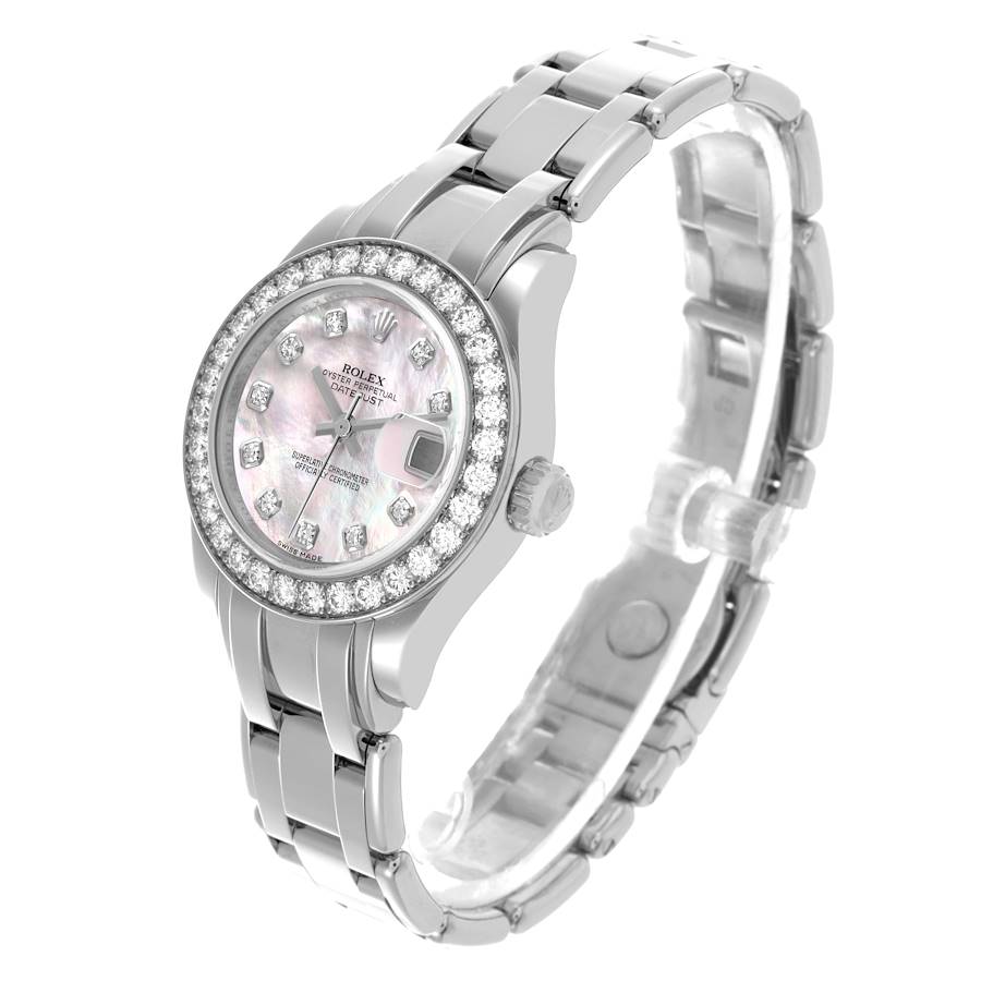 Rolex Pearlmaster Masterpiece White Gold Mother Of Pearl Diamond Ladies Watch 80299 Card