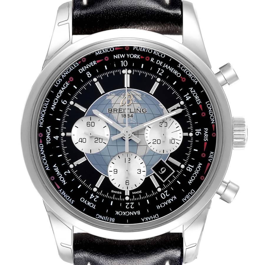 Breitling Transocean Chronograph Unitime Steel Mens Watch AB0510