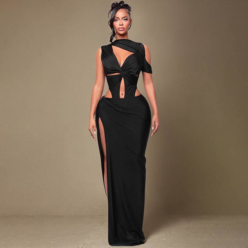 Women Hollow-Out One-Sleeve Sexy Dress