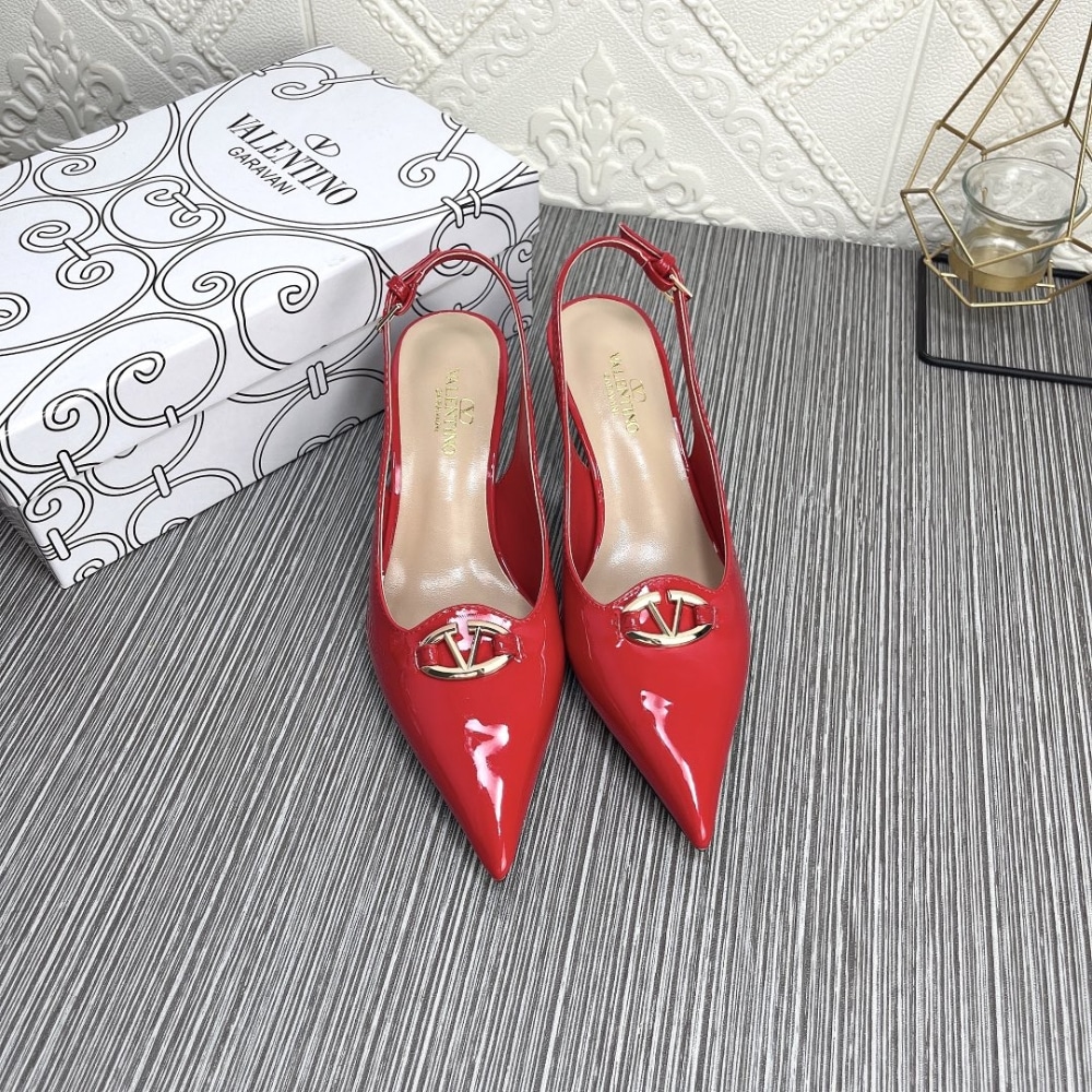 Valentino Vlogo The Bold Edition Slingback Pumps In Patent Leather 60Mm In Rouge Pur