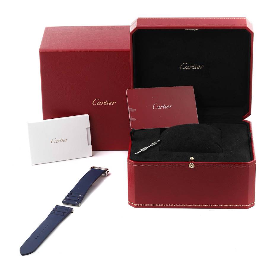 Cartier Santos Large Steel PVD Bezel Silver Dial Mens Watch WSSA0047