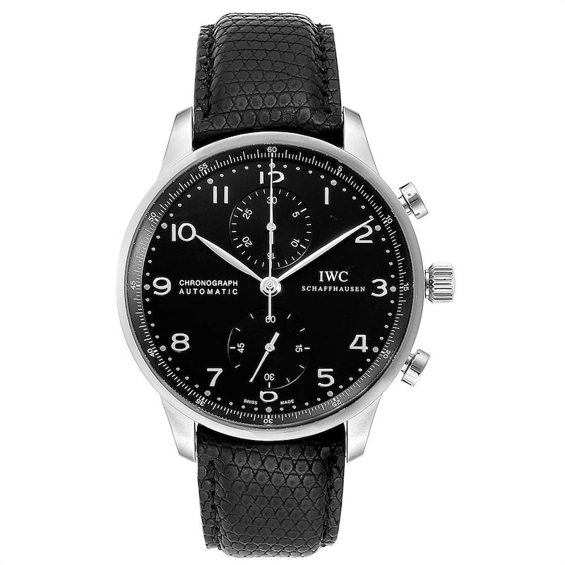 IWC Portuguese Chrono Black Dial Automatic Steel Mens Watch IW371438