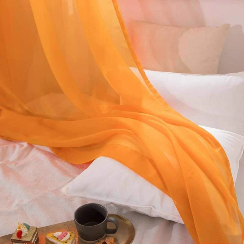 Solid Sheer Curtains Elegant Grommet Window Voile Panels Drapes Treatment 2 Panels