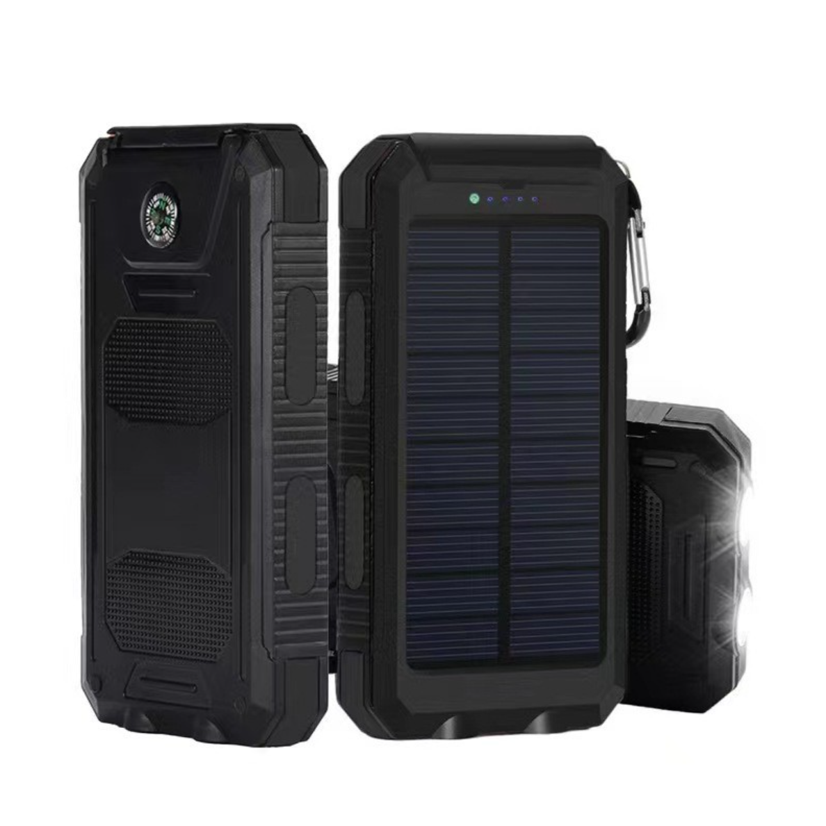 Solar Power Bank Portable Charger with Flashlight and Compass