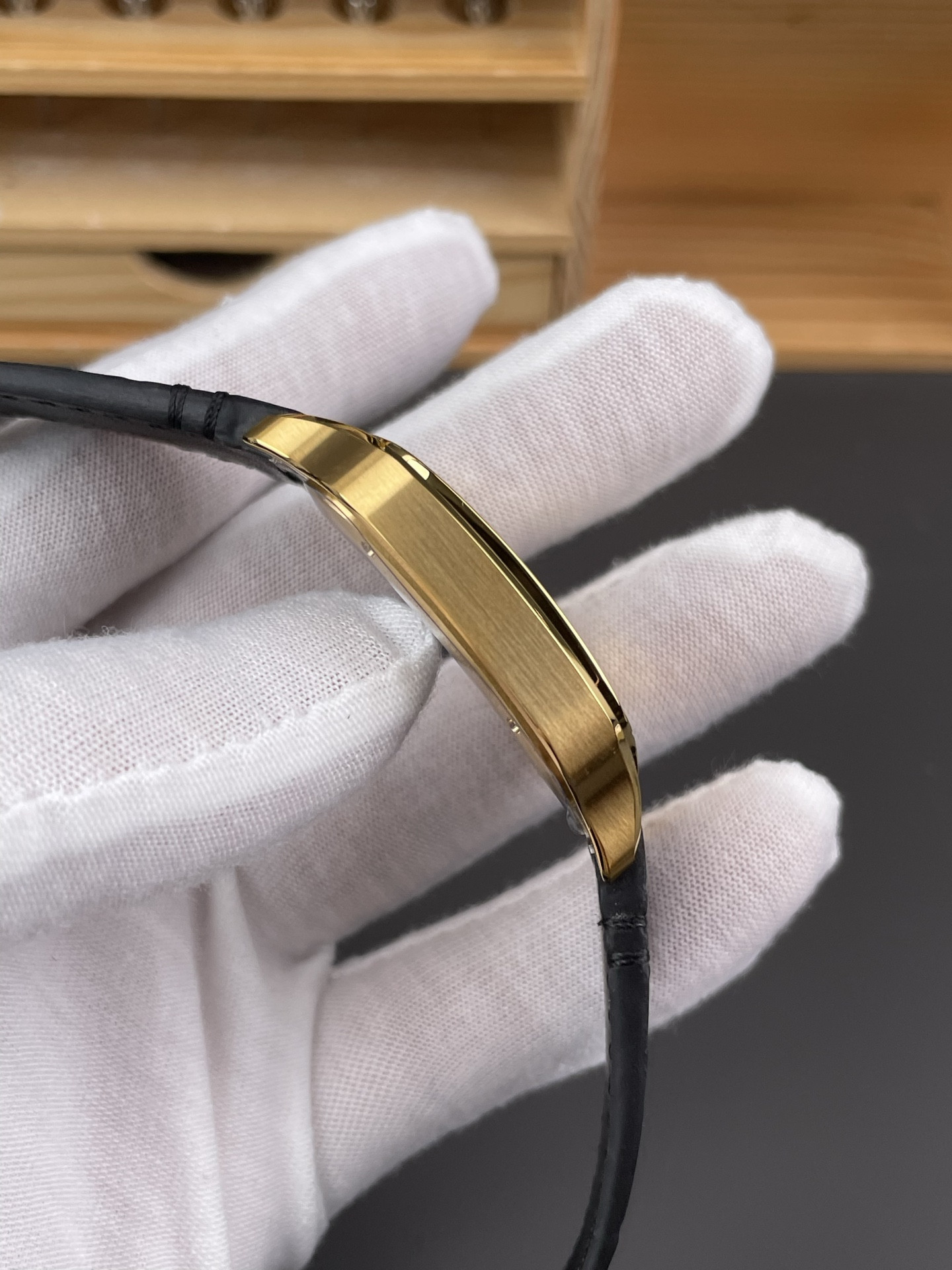 Santos Skeleton Series Leather Strap Gold Dial