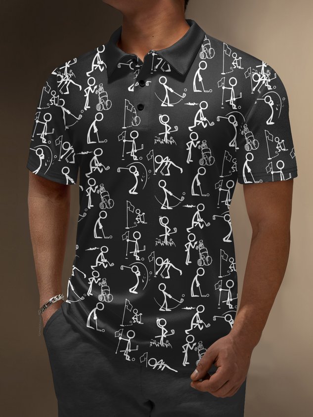 Moisture Wicking Abstract Line Drawing Of People Golf Polo