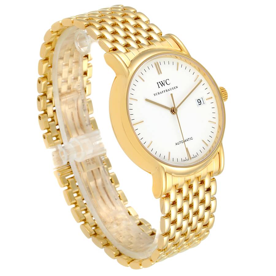 IWC Portofino Automatic White Dial Yellow Gold Mesh Bracelet Yellow Gold Mens Watch IW925101