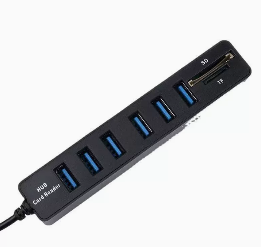 6-in-1 USB 3.0 Hub with SD/TF Card Reader