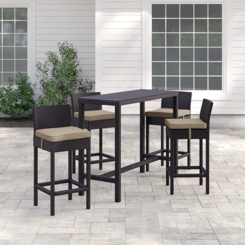 Brentwood Rectangular 4 - Person 52'' Long Bar Height Dining Set with Cushions