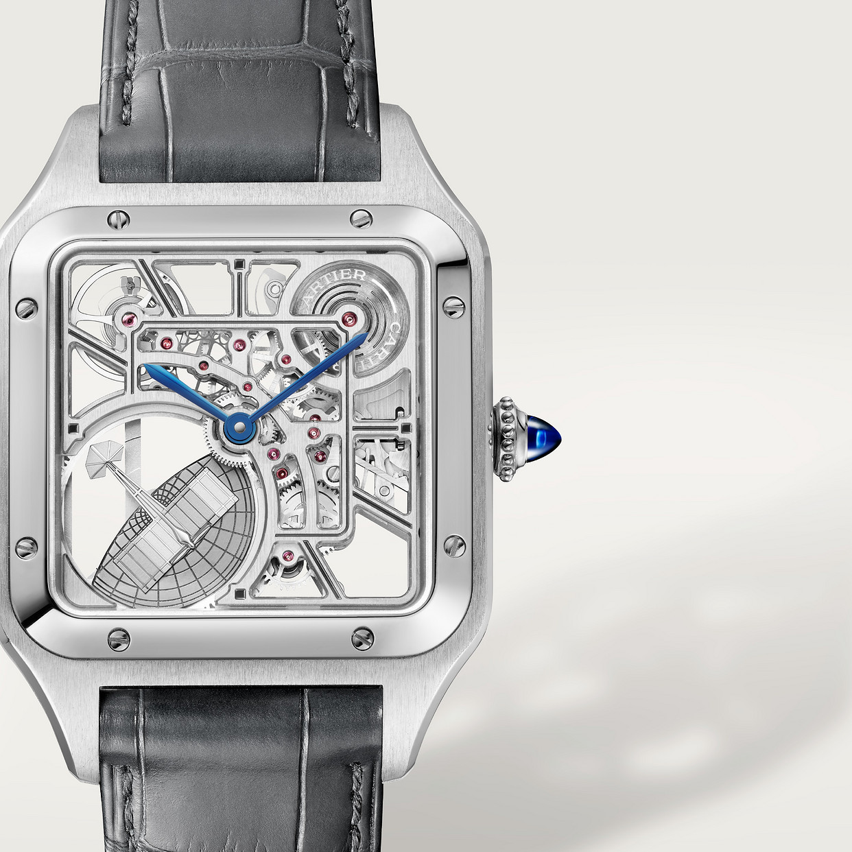 Santos-Dumont skeleton watch equipped with a micro-rotor
