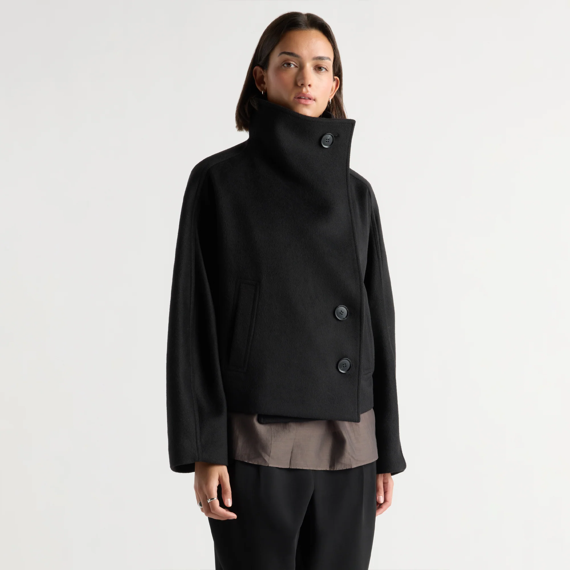 Vashti Wool-Blend Collared Peacoat