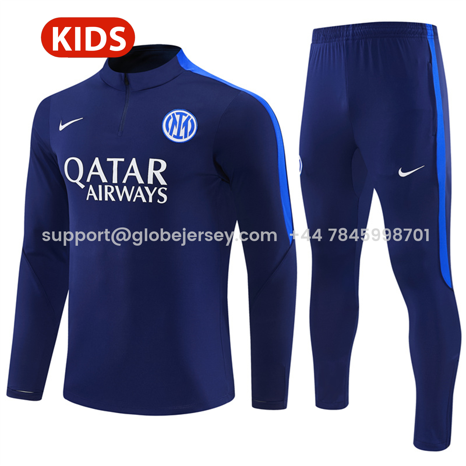 Inter Milan 26-27 Kids Long Sleeve Training Set - Royal Blue Top & Royal Blue Pants