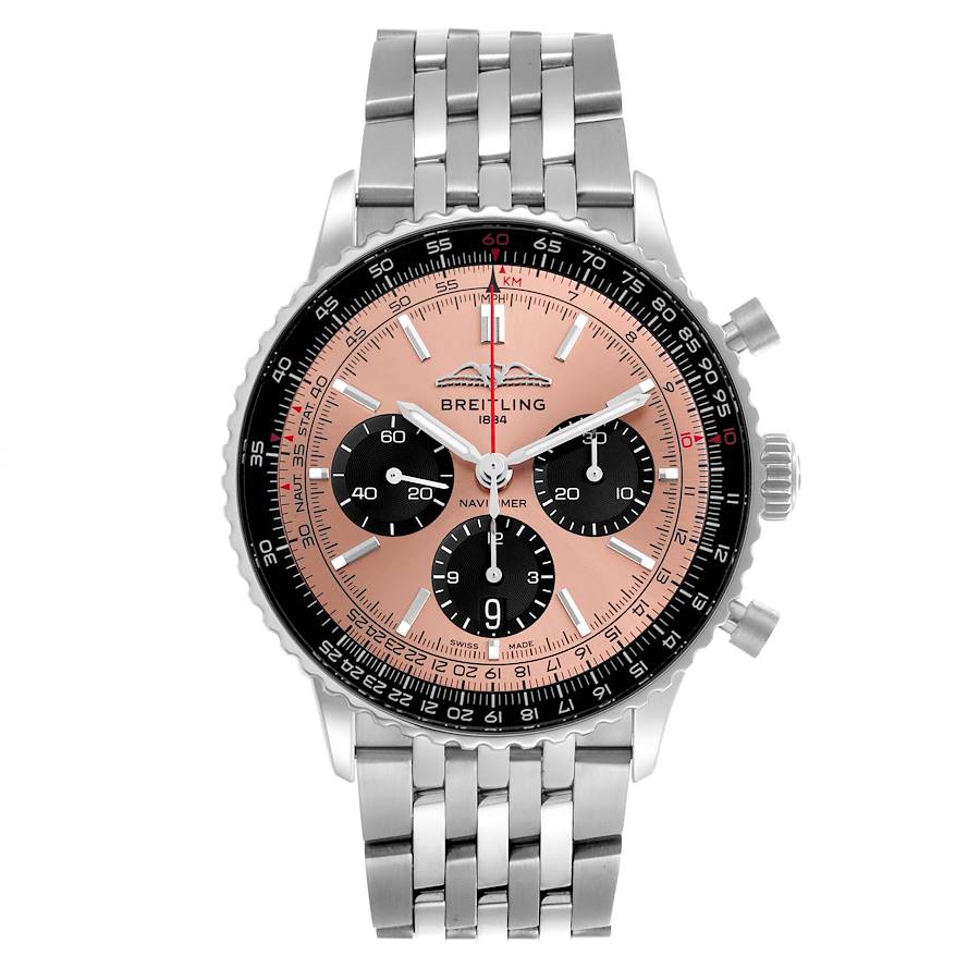 Breitling Navitimer B01 Salmon Dial Steel Mens Watch AB0138