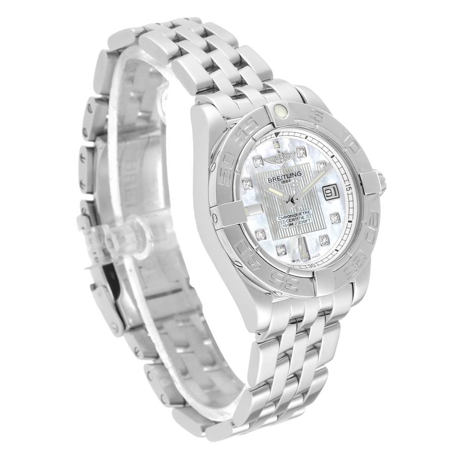 Breitling Galactic Cockpit Mother of Pearl Diamond Steel Ladies Watch A71356