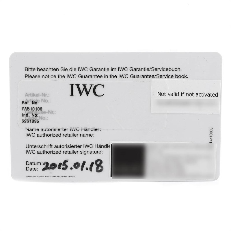 IWC Portofino 8 Days Power Reserve Blue Dial Steel Mens Watch IW510106
