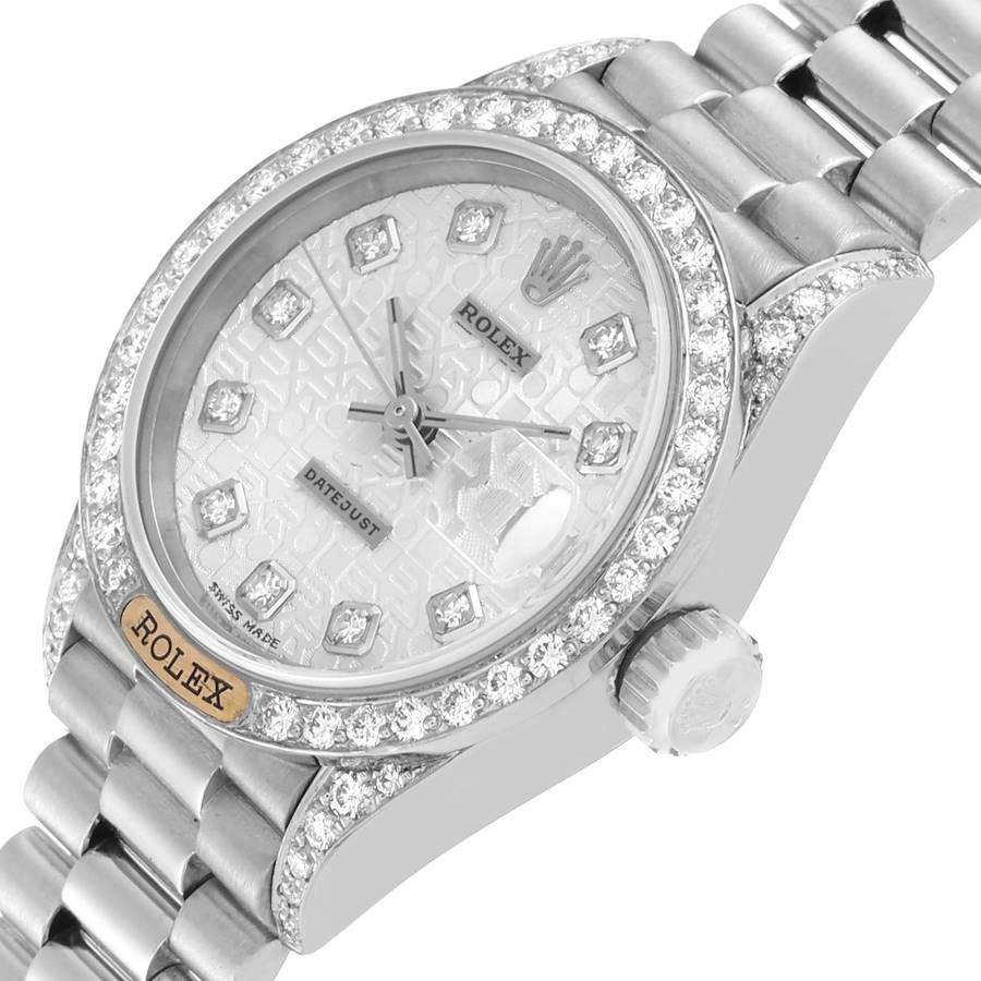 Rolex President Datejust White Gold Anniversary Diamond Dial Ladies Watch 69159