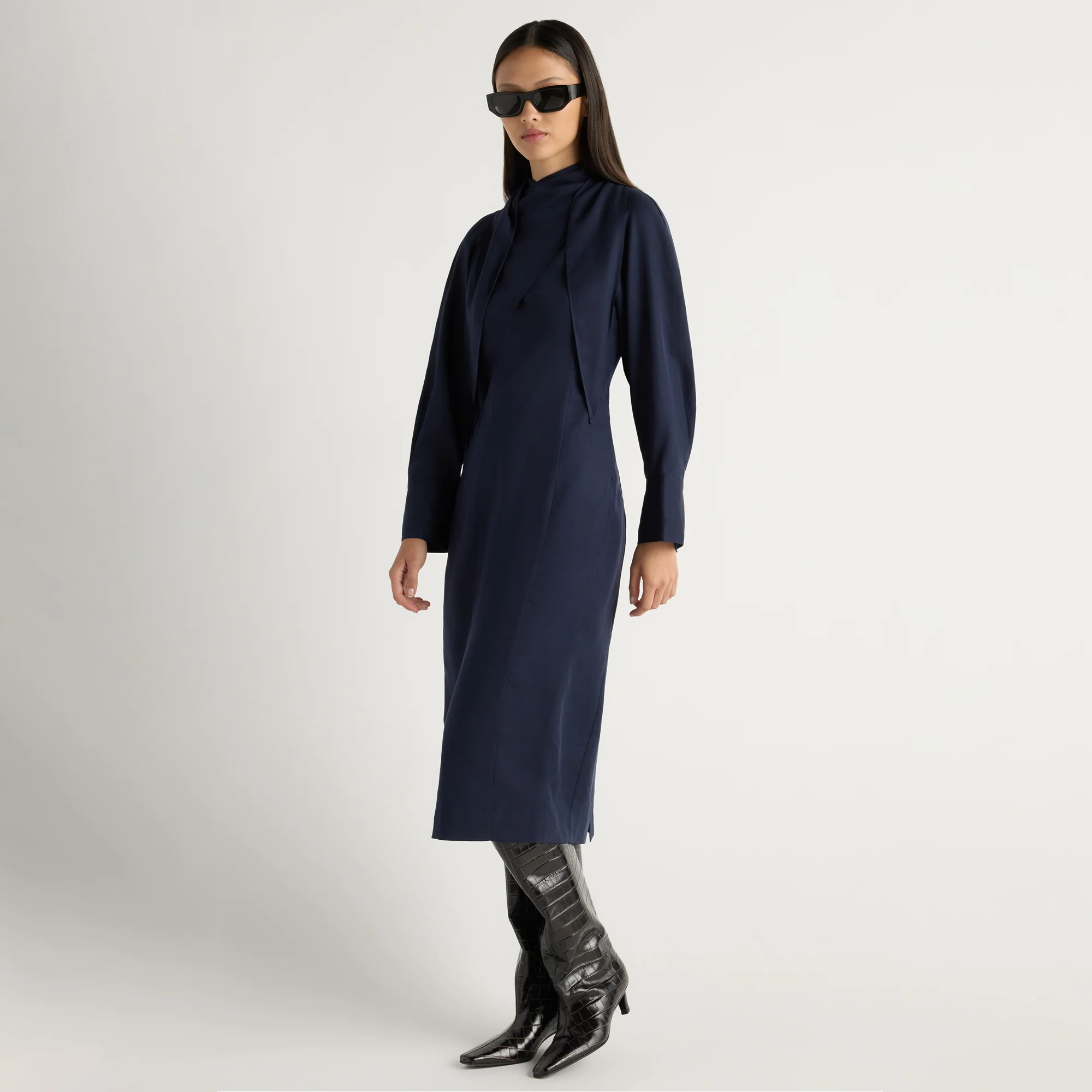 Jacinda Tencel Scarf-Neck Dress