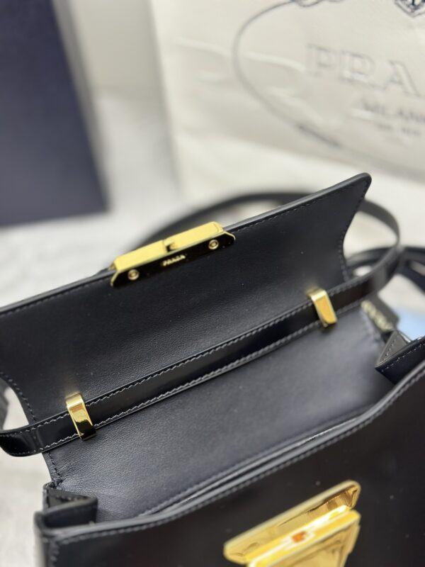 Replica Prada Triangle Leather Handbag Black