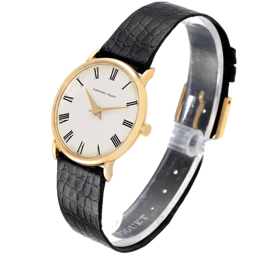Audemars Piguet 18K Yellow Gold Black Strap Ladies Vintage Watch