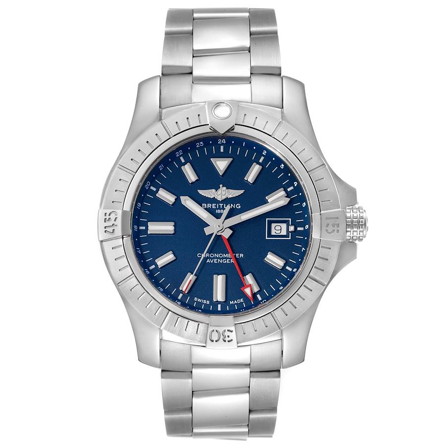 Breitling Aeromarine Avenger II GMT Blue Dial Steel Mens Watch A32395