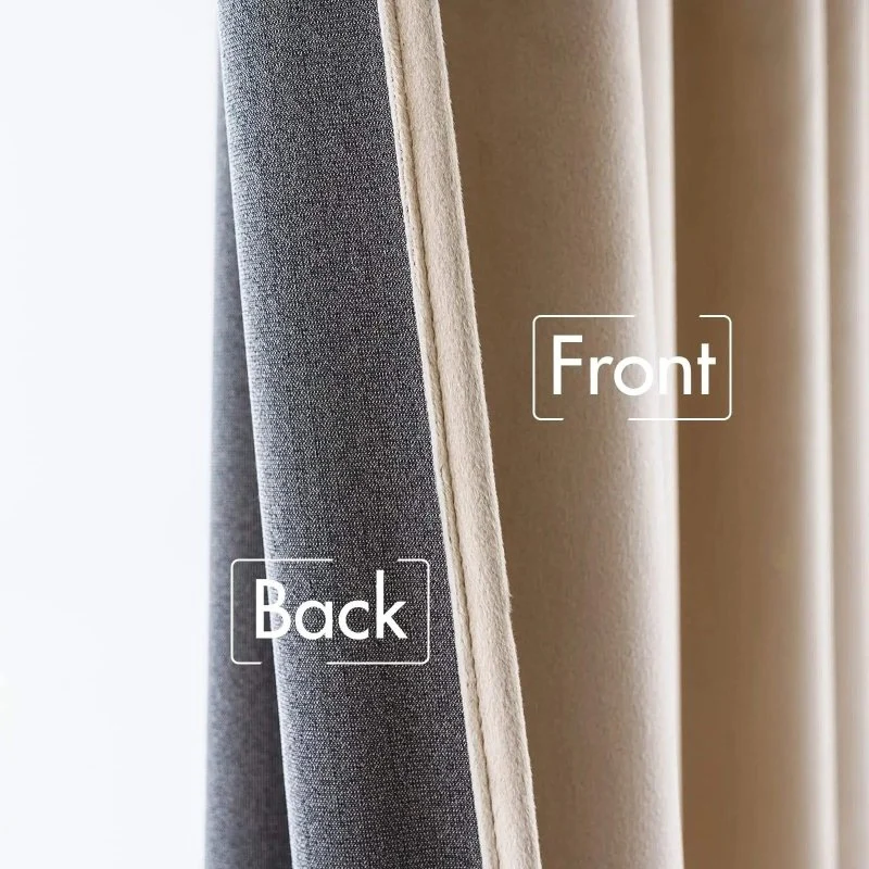 Custom Velvet Curtains Luxury Blackout Curtains  (2 Panels) - Greyish White