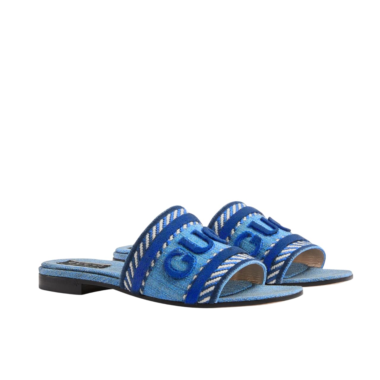 Gucci Women’S Slide Sandal With Gucci Script Light Blue Denim 771589 Fack3 4609