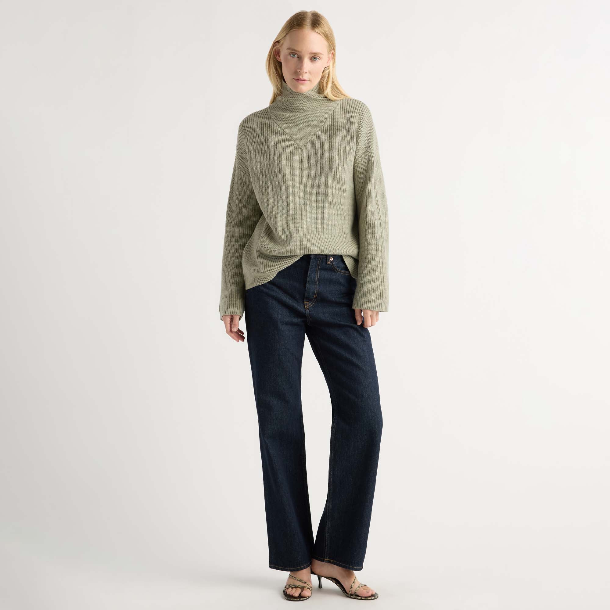 Daria Wrap-Neck Organic Cotton-Wool Sweater