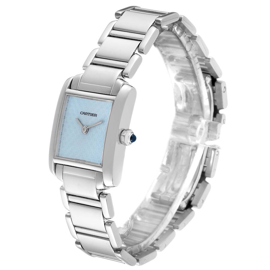 Cartier Tank Francaise Blue Dial White Gold Quartz Ladies Watch W50012S3