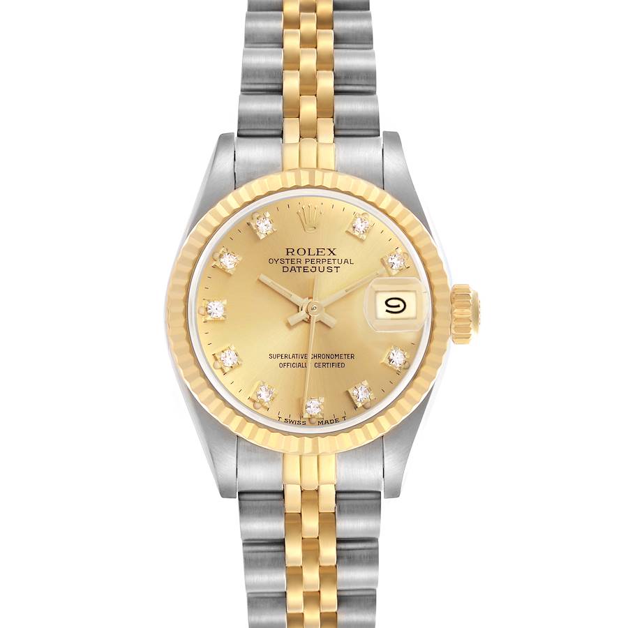 Rolex Datejust Steel Yellow Gold Diamond Dial Ladies Watch 69173