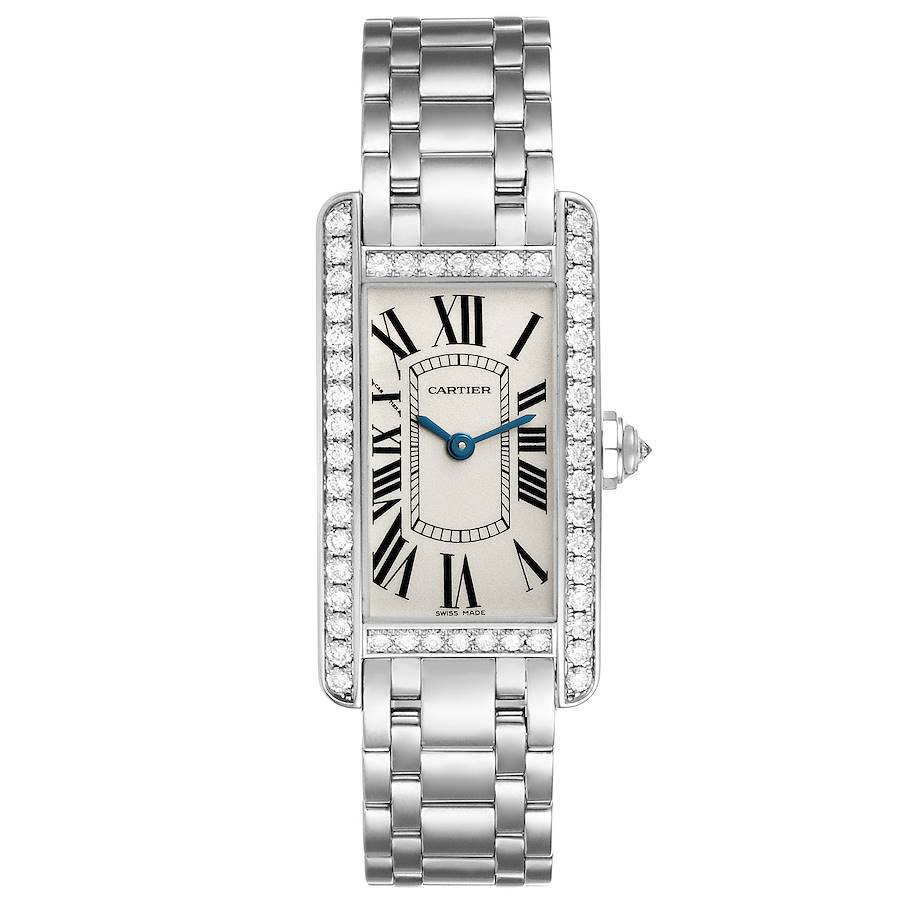 Cartier Tank Americaine White Gold Diamond Ladies Watch WB7073L1
