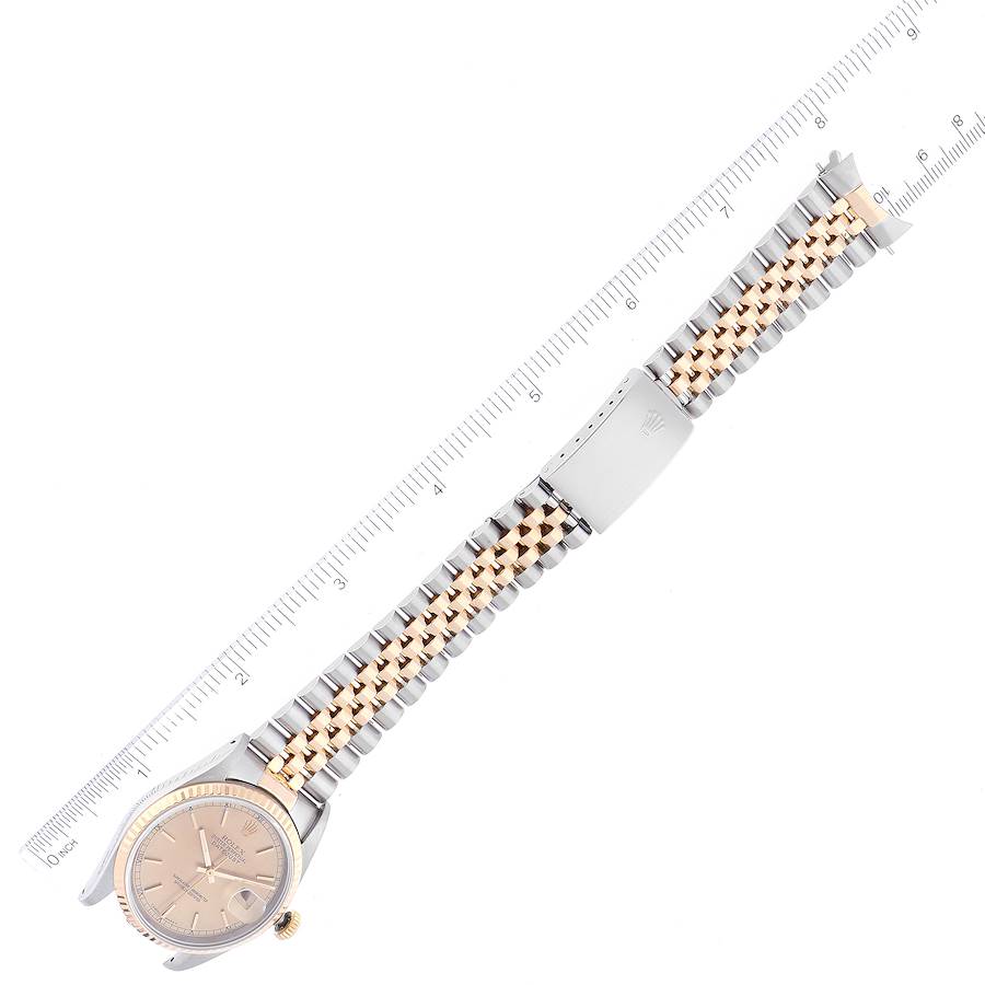 Rolex Datejust Steel Yellow Gold Champagne Linen Dial Mens Watch 16233