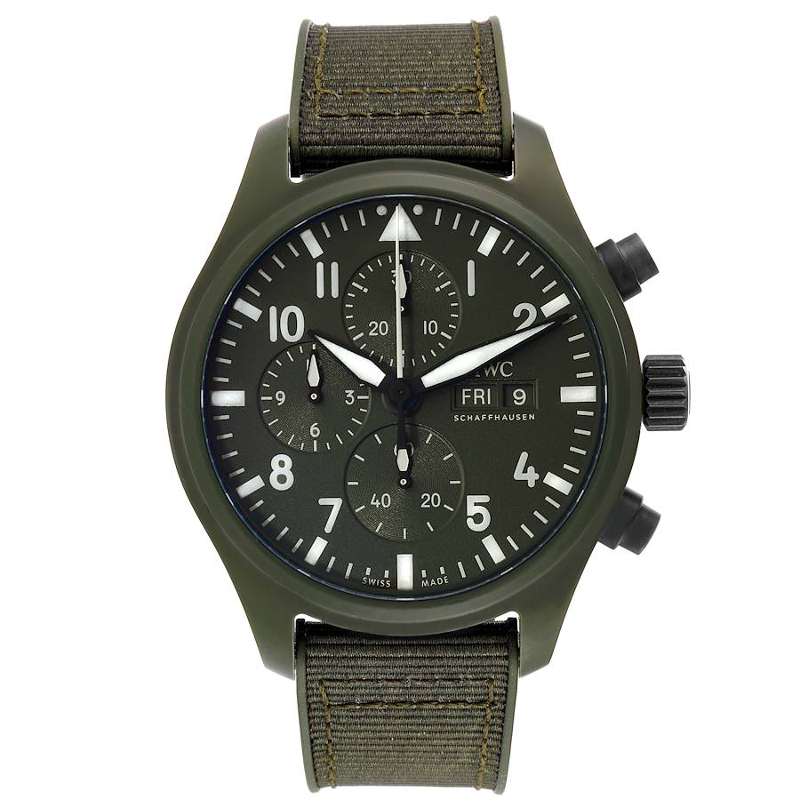 IWC Pilot Top Gun Chronograph Green Ceramic Dial Mens Watch "Woodland" IW389106