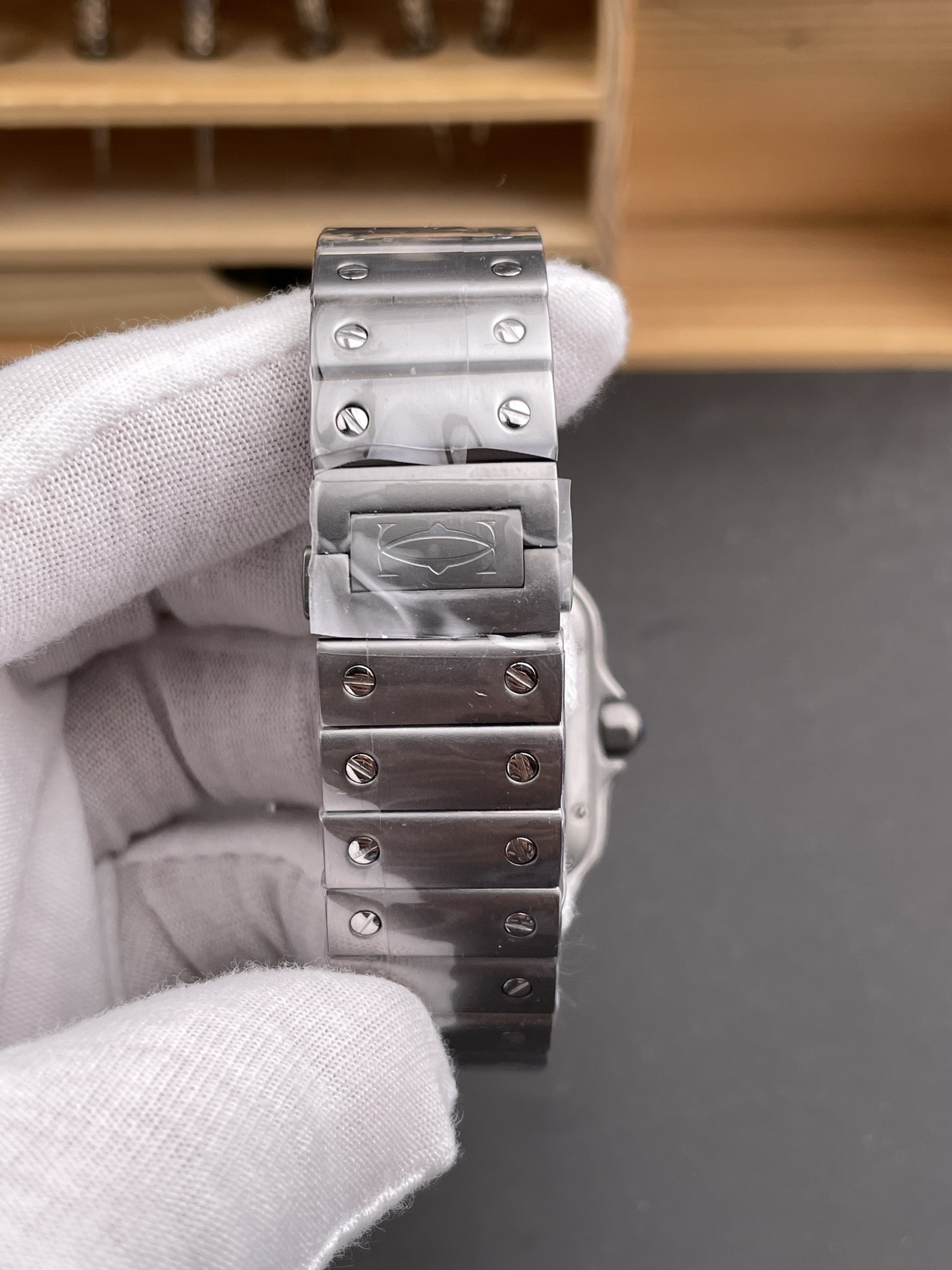 Titanium Santos, White Dial Large Men's Model