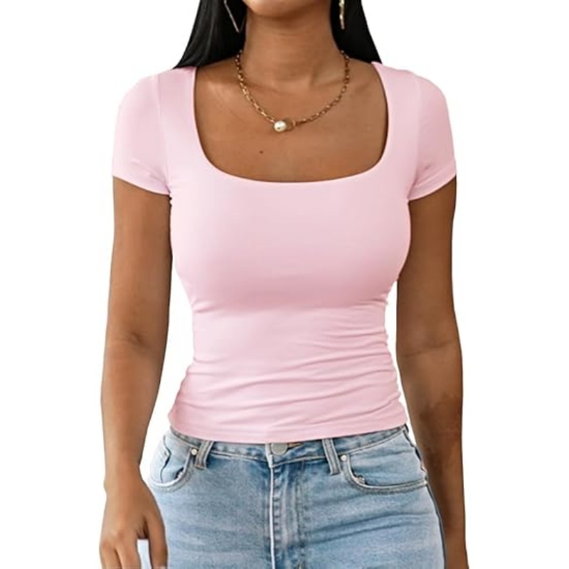 Womens Summer Sexy Square Neck Tops