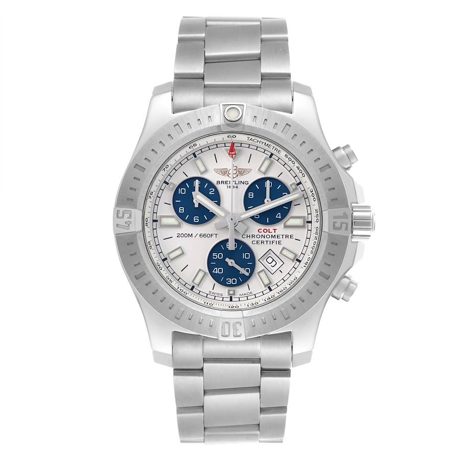 Breitling Colt Chronograph Blue Subdials Steel Mens Watch A73388