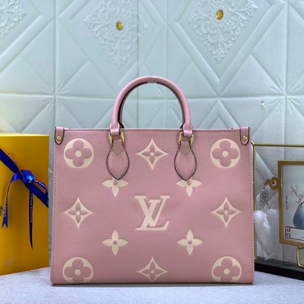 Louis Vuitton Onthego MM Monogram Empreinte Trianon Pink 33cm M46286
