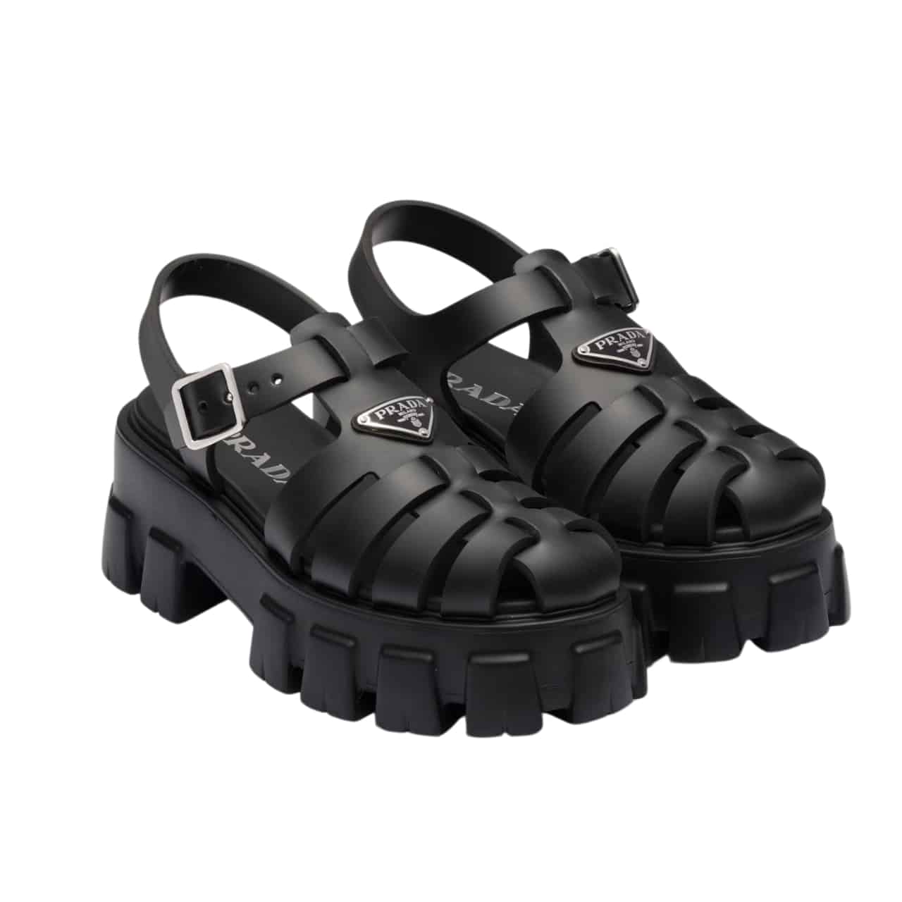 Prada Monolith Foam Rubber Sandals Black 1X853M 3Lkk F0002 F 055