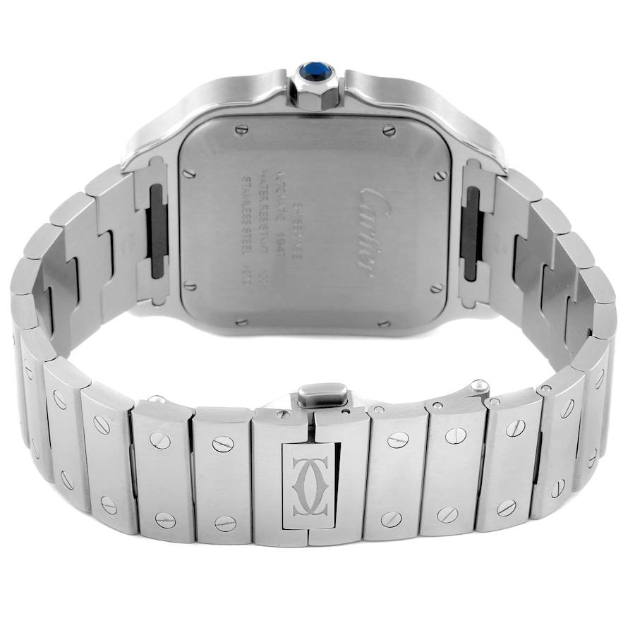 Cartier Santos Large Steel PVD Bezel Silver Dial Mens Watch WSSA0047