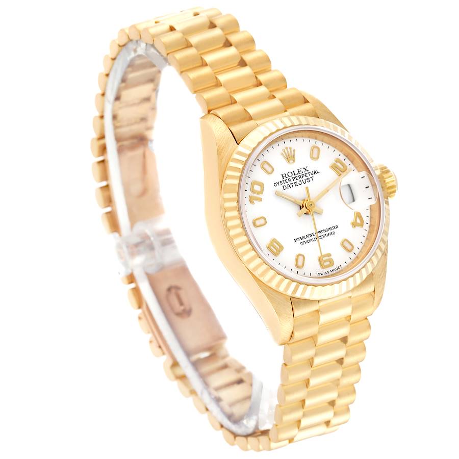 Rolex President Datejust 26 Yellow Gold White Dial Ladies Watch 69178