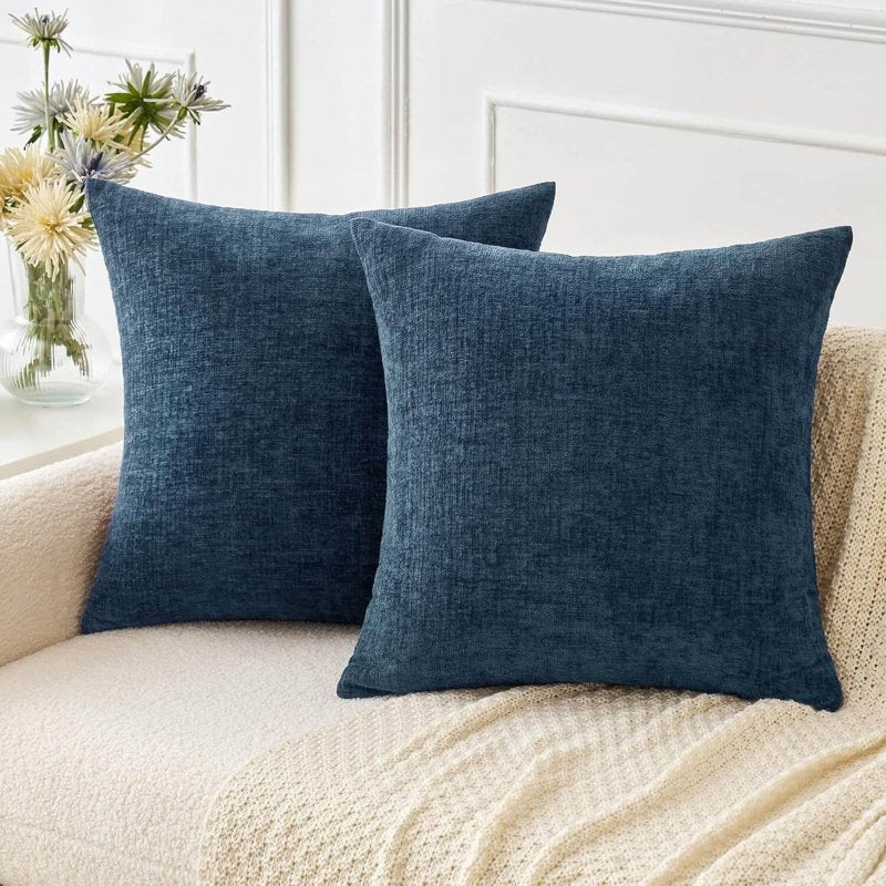 Soft Chenille Solid Dyed Pillow Covers (Pack of 2)