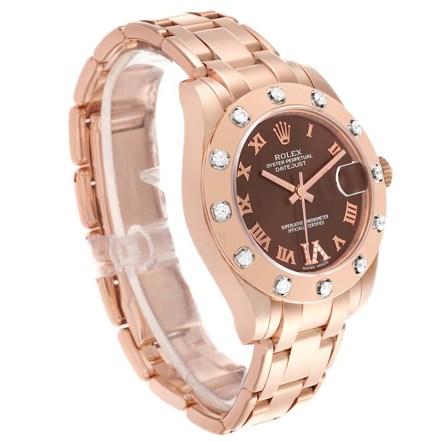 Rolex Pearlmaster Chocolate Dial Rose Gold Diamond Ladies Watch 81315