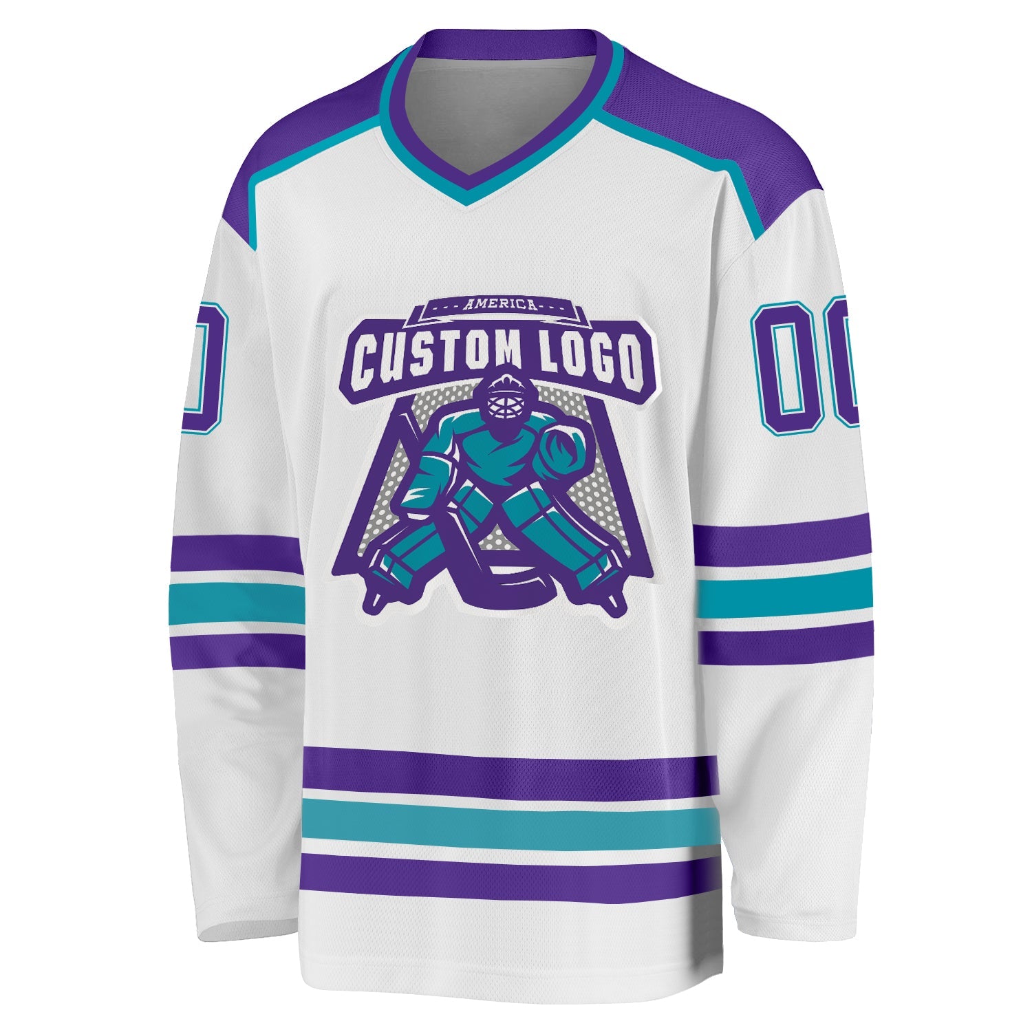 Custom White Purple-Teal So Cool Hockey Jersey