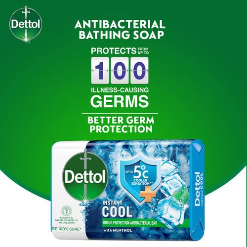 Dettol Antibacterial Bathing Soap - Instant Cool 70g - Pack of 6