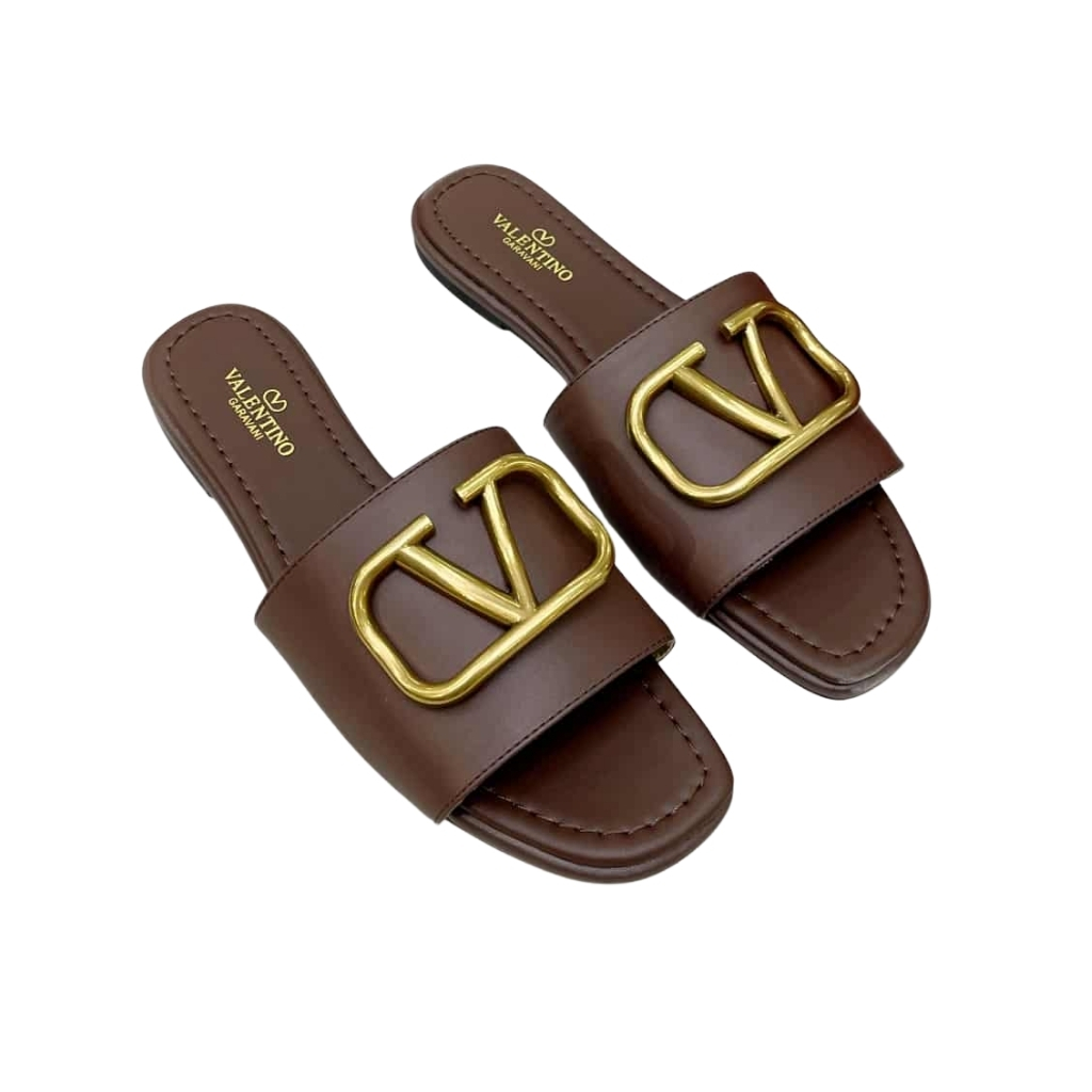 Valentino Garavani Vlogo Signature Slide Sandal Brown 6W2S0BD5DSH HG5