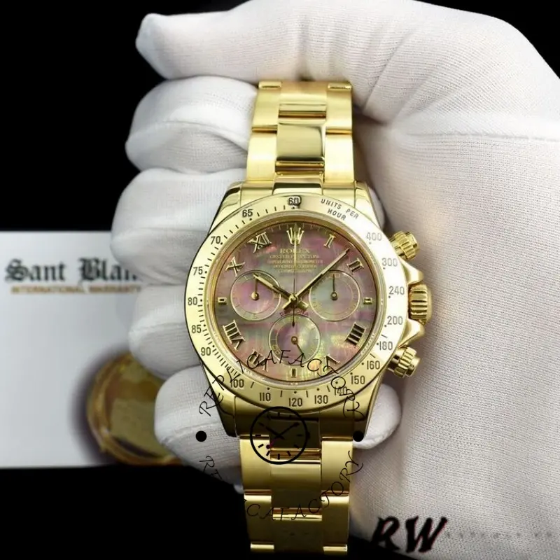 Rolex Cosmograph Daytona 116528 Black MOP Roman Dial 40MM Mens Replica Watch