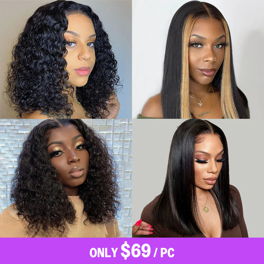 Megalook $69 Final Deal Price 4x4 Lace Closure Natural Black Straight/Deep Wave/Water Water Wig