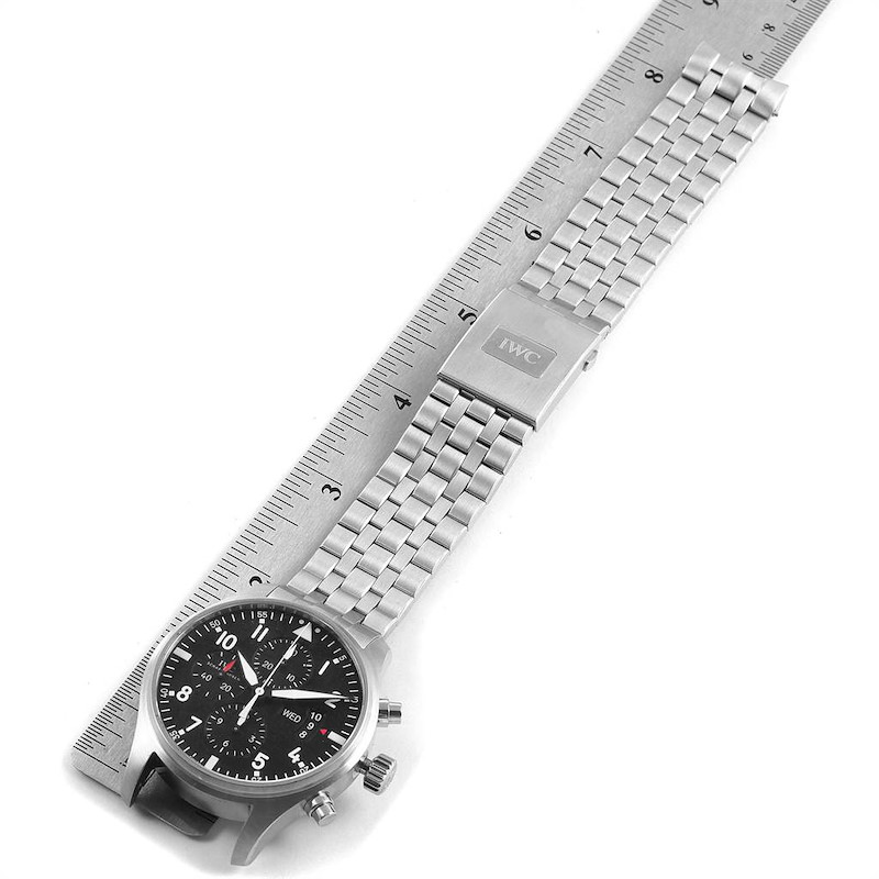 IWC Pilot Black Dial Chronograph Steel Mens Watch IW377704
