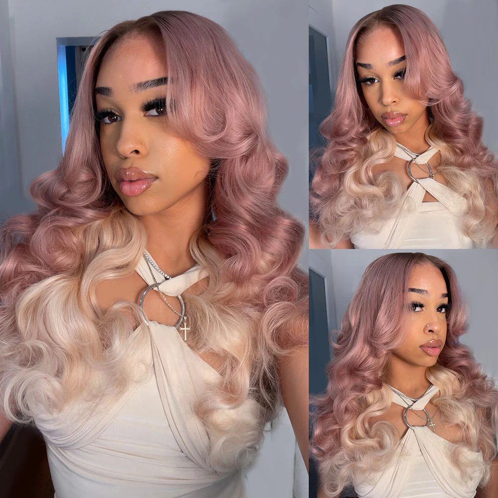Megalook 13x6 Three-Go™ Ombre Strawberry Blonde Glueless Wigs Body Wave with Drawstring 100% Human Hair Wig