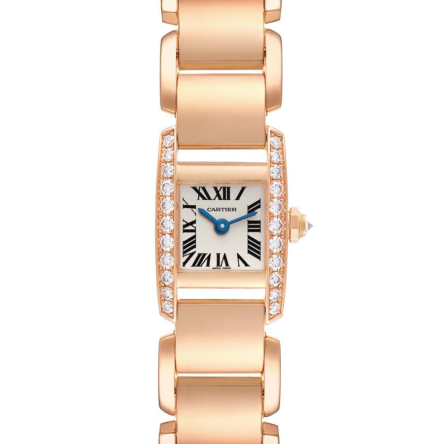 Cartier Tankissime Silver Dial Rose Gold Diamond Ladies Watch WE70058H