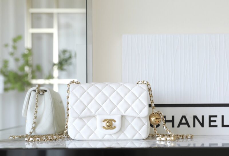 CHANEL CF 20 cm Golden Ball White